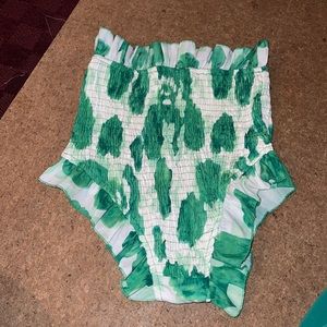 Silky vintage smocked bikini bottom/bloomers w ruffle